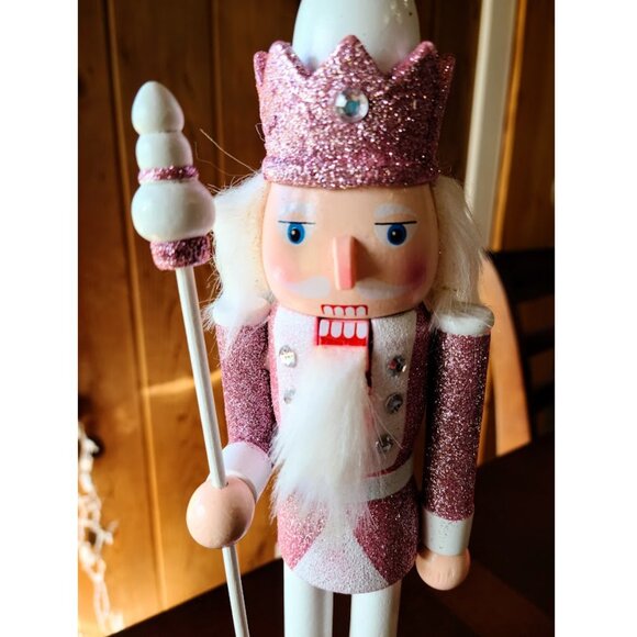 Pink Christmas Nutcracker Soldier Wooden Statue Holiday Decor Xmas Decoration - Picture 9 of 15